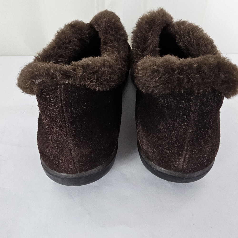 Stuart Weitzman Chocolate Brown Fur-Lined Oxford Low Top Moccasin Bootie 10.5 - Picture 6 of 9